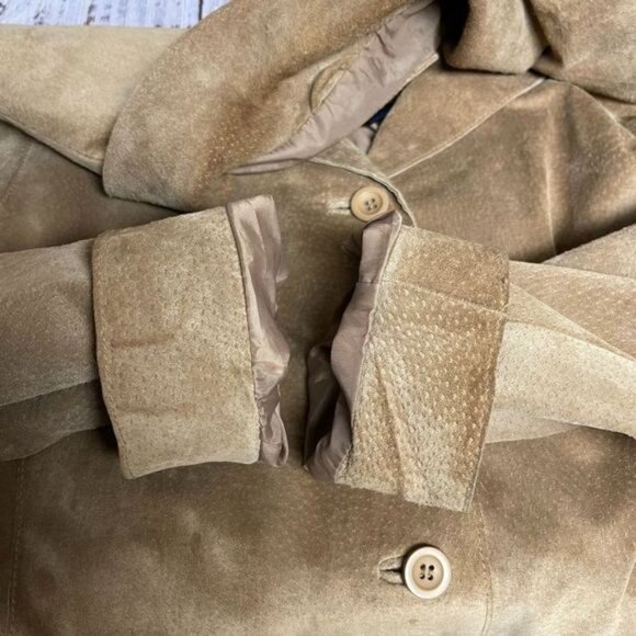 VENEZIA Womens Suede Leather Jacket Size 14/16 Beige Button Down‎ - Picture 11 of 12